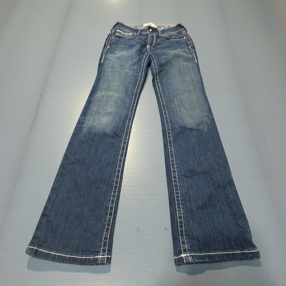Ariat Real Straight Icon Jeans Womens 27 S Ocean Blue Denim Straight Leg AW5624